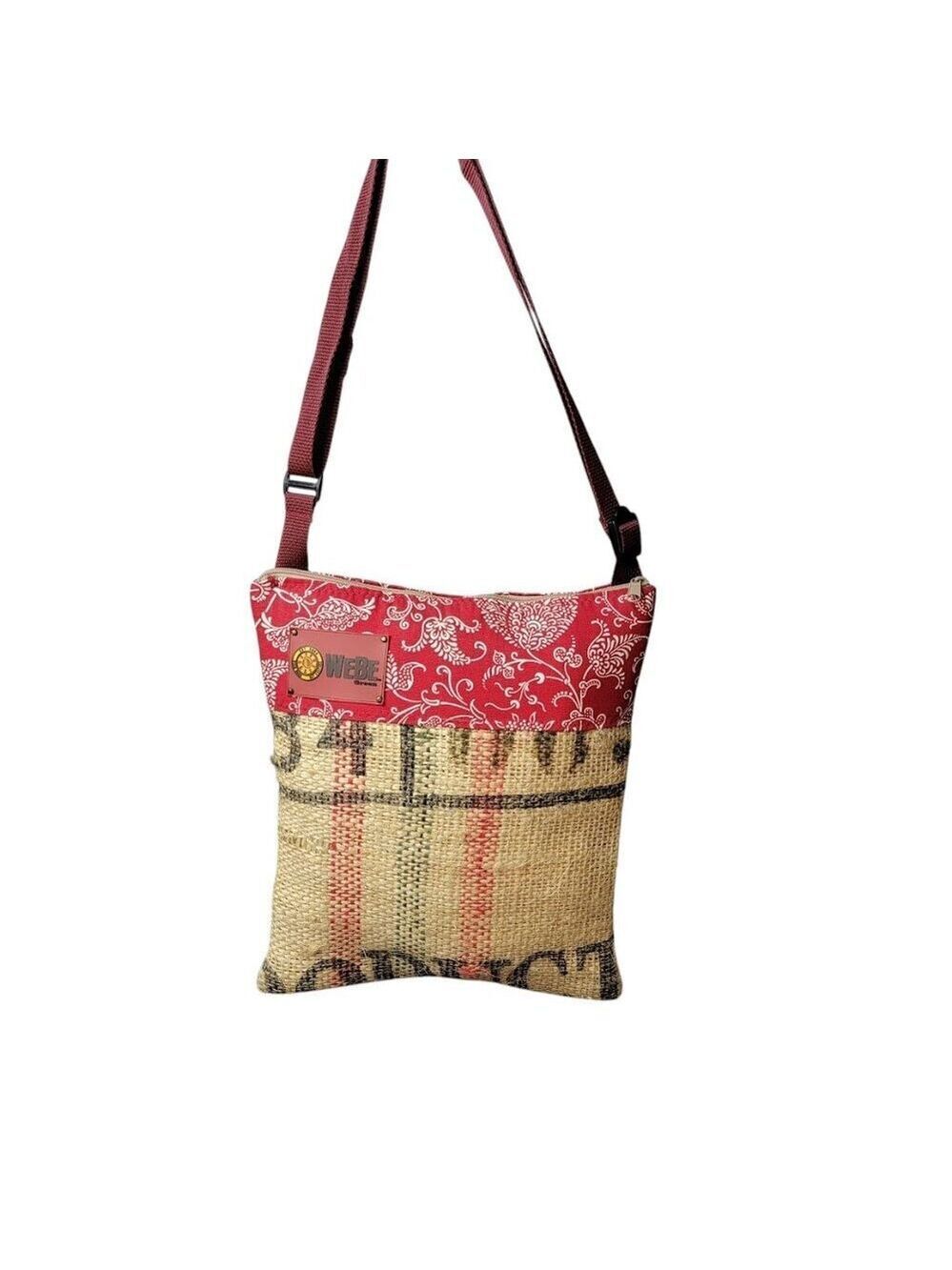 Boho-Chic WEBE Handmade Coffee Sack Shoulder Tote | Upcycled, Artisan Bag
